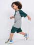 Oversized Mighty Monster Raglan Cotton Short Set (Green-Gray)
